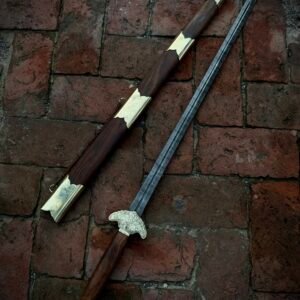 Chinese Jian Sword Set ~ Ladder Damascus & Hand-Engraved